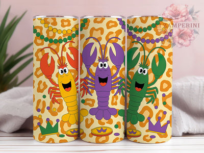 Carnival Crawfish Mardi Gras Tumbler, Carnival Seafood Wrap, Festive Party Cup, 20oz Sublimation Wrap, New Orleans Celebration Tumbler, Colorful Crawfish Design Cup, Mardi Gras Food Theme Wrap Sublimation Li Zamperini 