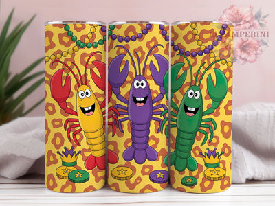 Carnival Crawfish Mardi Gras Tumbler, Carnival Seafood Wrap, Festive Party Cup, 20oz Sublimation Wrap, New Orleans Celebration Tumbler, Colorful Crawfish Design Cup, Mardi Gras Food Theme Wrap Sublimation Li Zamperini 