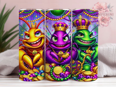 Carnival Crawfish Mardi Gras Tumbler, Carnival Seafood Wrap, Festive Party Cup, 20oz Sublimation Wrap, New Orleans Celebration Tumbler, Colorful Crawfish Design Cup, Mardi Gras Food Theme Wrap Sublimation Li Zamperini 