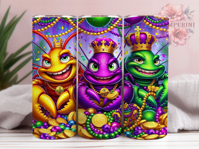 Carnival Crawfish Mardi Gras Tumbler, Carnival Seafood Wrap, Festive Party Cup, 20oz Sublimation Wrap, New Orleans Celebration Tumbler, Colorful Crawfish Design Cup, Mardi Gras Food Theme Wrap Sublimation Li Zamperini 