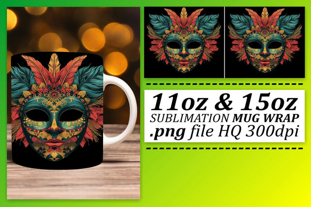 Carnival Extravaganza: Joyous Mardi Gras Mask Wrap Sublimation afrosvg 