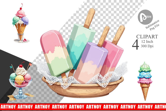Carnival Ice Cream Clipart Sublimation artnoy 