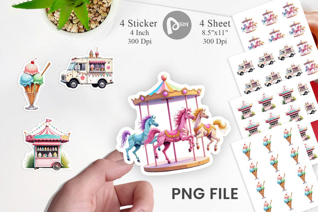 Carnival Ice Cream Sticker Sublimation artnoy 