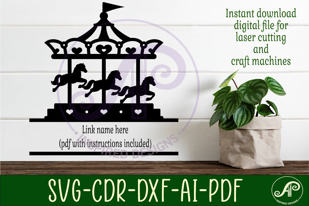 Carousel name sign svg laser cut file - So Fontsy