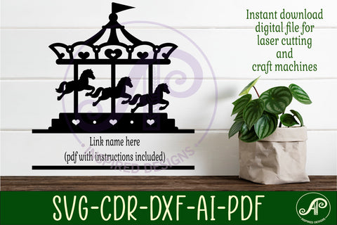 Carousel name sign svg laser cut file SVG APInspireddesigns 