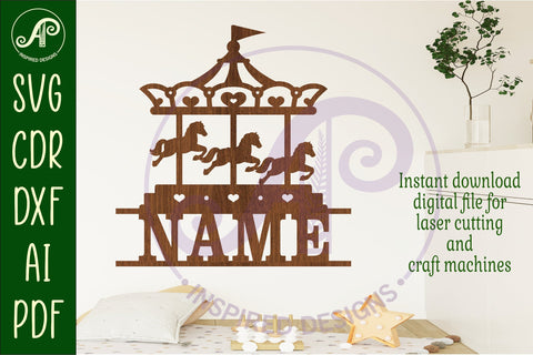 Carousel name sign svg laser cut file SVG APInspireddesigns 