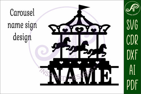Carousel name sign svg laser cut file SVG APInspireddesigns 
