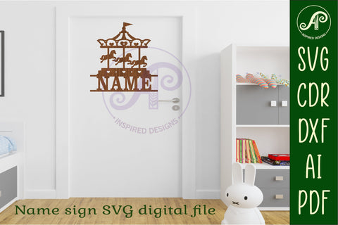 Carousel name sign svg laser cut file SVG APInspireddesigns 