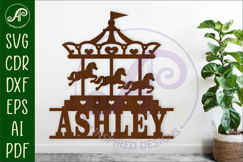 Carousel name sign svg laser cut file SVG APInspireddesigns 