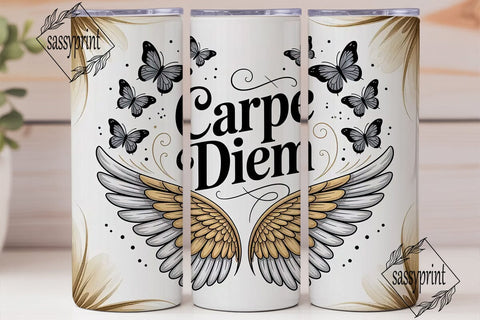 Carpe Diem Gold Butterfly 20oz Tumbler Sublimation sassyprint 