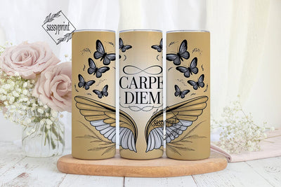 Carpe Diem Gold Butterfly 20oz Tumbler Sublimation sassyprint 