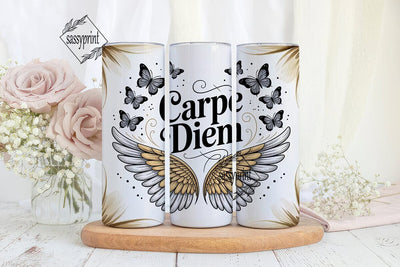Carpe Diem Gold Butterfly 20oz Tumbler Sublimation sassyprint 