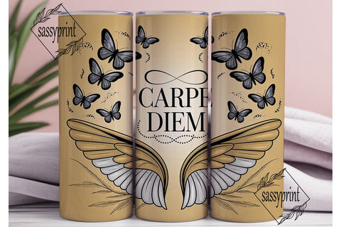 Carpe Diem Gold Butterfly 20oz Tumbler Sublimation sassyprint 