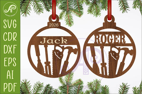 Carpenter Christmas Ornament SVG, Woodworker Gift, Laser Cut SVG APInspireddesigns 