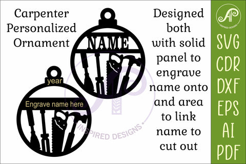 Carpenter Christmas Ornament SVG, Woodworker Gift, Laser Cut SVG APInspireddesigns 