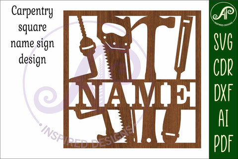 Carpenters tools square named wall sign or card topper svg SVG APInspireddesigns 