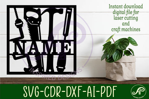 Carpenters tools square named wall sign or card topper svg SVG APInspireddesigns 