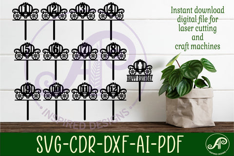 Carriage number cake toppers, 13 designs SVG laser cut SVG APInspireddesigns 