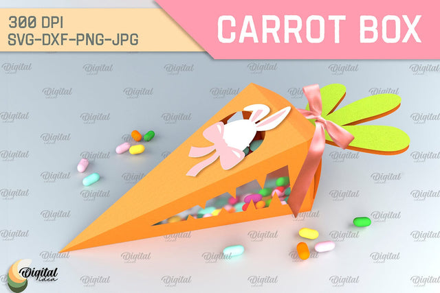 Carrot Box SVG. 3D Easter Gift Box Paper Cut 3D Paper Evgenyia Guschina 