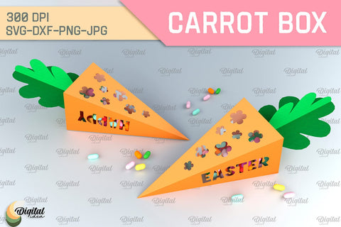 Carrot Boxes SVG Bundle. 3D Easter Gift Boxes Paper Cut 3D Paper Evgenyia Guschina 