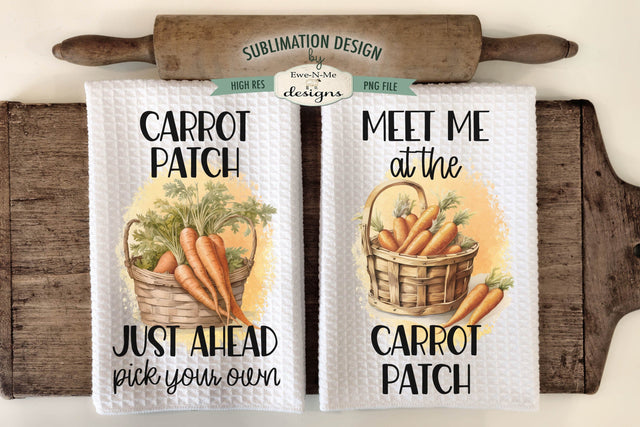 Carrot Patch Spring Easter Kitchen Dish Towel Sublimation Designs Sublimation Ewe-N-Me Designs 