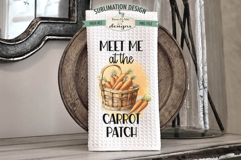 Carrot Patch Spring Easter Kitchen Dish Towel Sublimation Designs Sublimation Ewe-N-Me Designs 