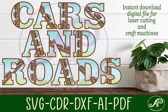 Cars and Roads letters alphabet set x 52 SVG APInspireddesigns 