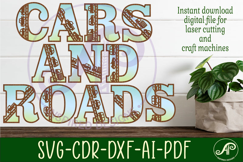 Cars and Roads letters alphabet set x 52 SVG APInspireddesigns 