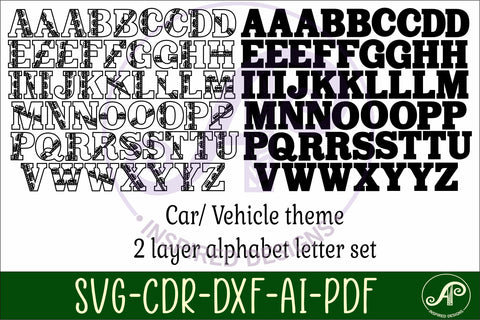 Cars and Roads letters alphabet set x 52 SVG APInspireddesigns 