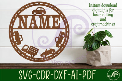 cars and trucks name sign svg laser SVG APInspireddesigns 