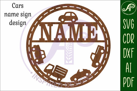 cars and trucks name sign svg laser SVG APInspireddesigns 