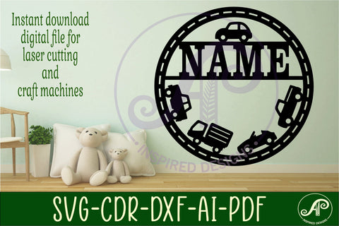 cars and trucks name sign svg laser SVG APInspireddesigns 
