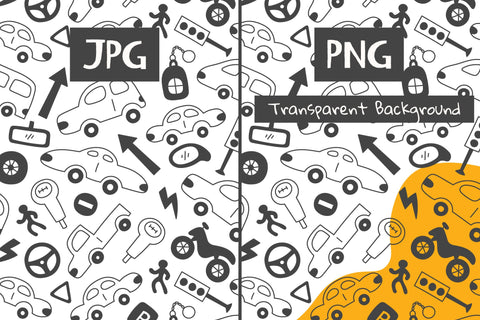 Cars & Traffic Signs Seamless Pattern JPG PNG Digital Pattern Rin Green 