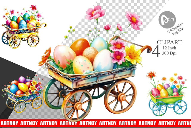 Cart Easter Clipart Sublimation artnoy 