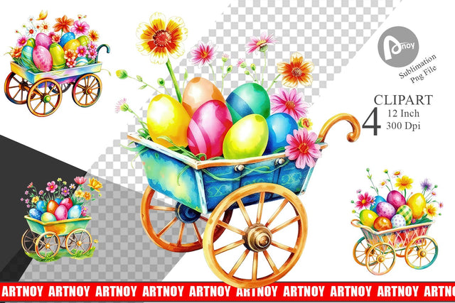 Cart Easter Clipart Sublimation artnoy 