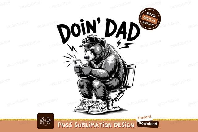 Cartoon Bear Sits On Toilet Humor Sublimation Designangry 