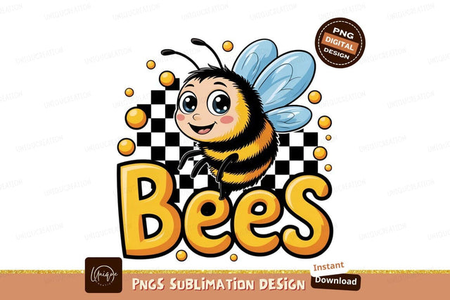Cartoon Bee Illustration With Cute Happy Face Sublimation Designangry 