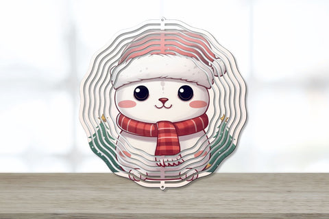 Cartoon Cat Christmas Wind Spinner Sublimation Regulrcrative 
