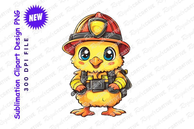 Cartoon chicken firefighter clipart png Sublimation Regulrcrative 