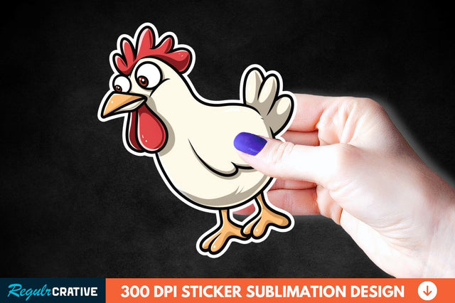 Cartoon Chicken Sticker Clipart Sublimation Regulrcrative 