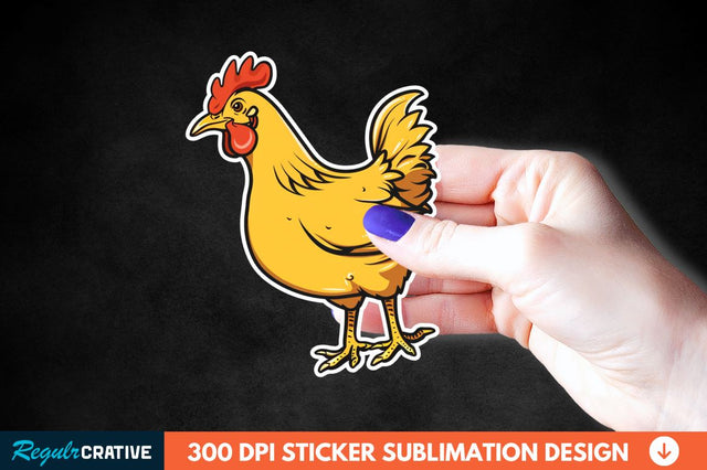 Cartoon Chicken Sticker Clipart Sublimation Regulrcrative 