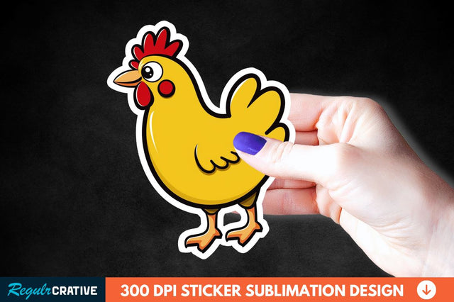 Cartoon Chicken Sticker Clipart Sublimation Regulrcrative 