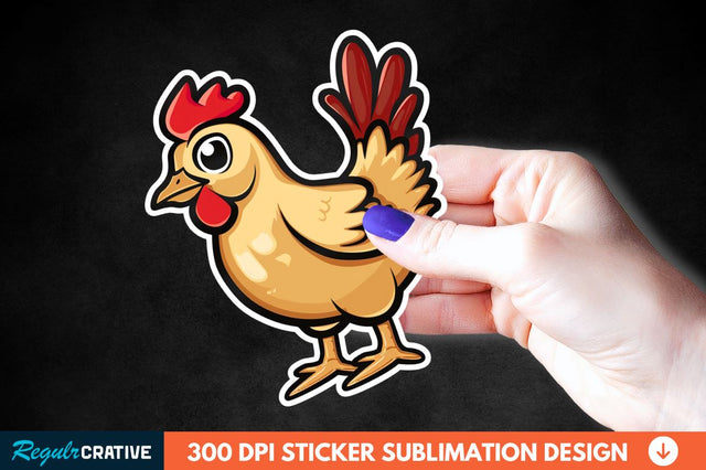 Cartoon Chicken Sticker Clipart Sublimation Regulrcrative 