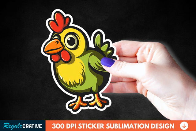 Cartoon Chicken Sticker Clipart Sublimation Regulrcrative 
