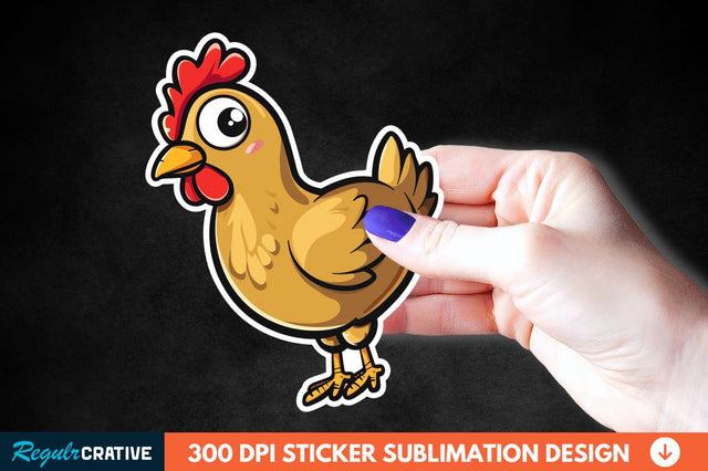 Cartoon Chicken Sticker Clipart Sublimation Regulrcrative 