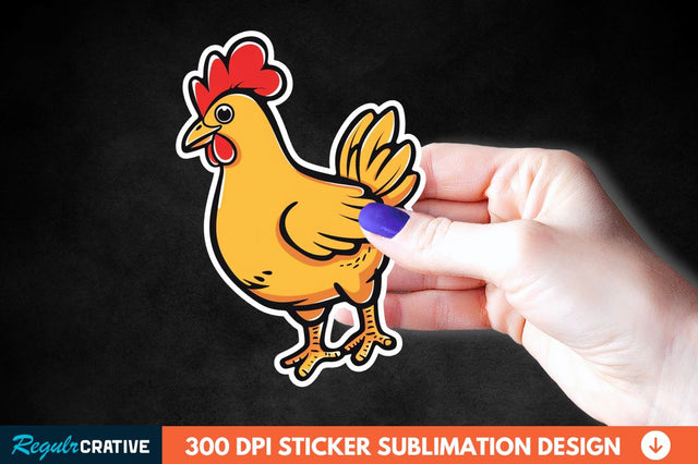 Cartoon Chicken Sticker Clipart Sublimation Regulrcrative 