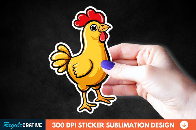 Cartoon Chicken Sticker Clipart Sublimation Regulrcrative 
