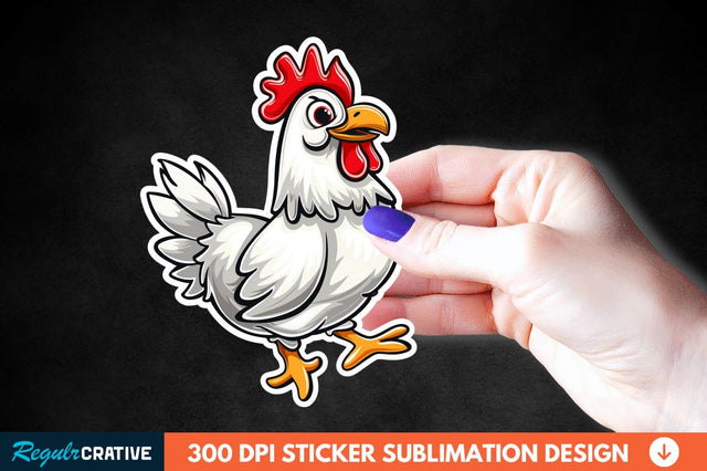 Cartoon Chicken Sticker Clipart Sublimation Regulrcrative 