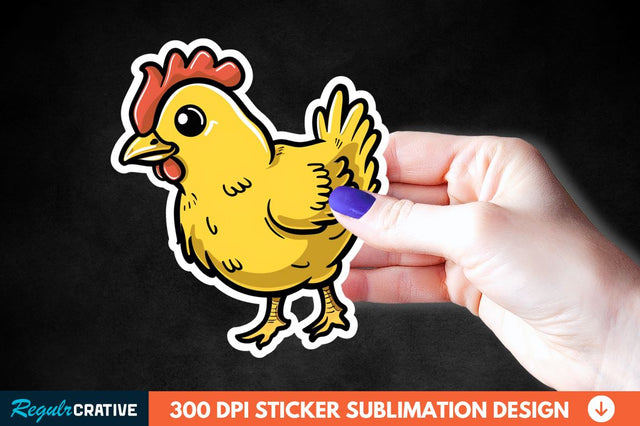 Cartoon Chicken Sticker Clipart Sublimation Regulrcrative 