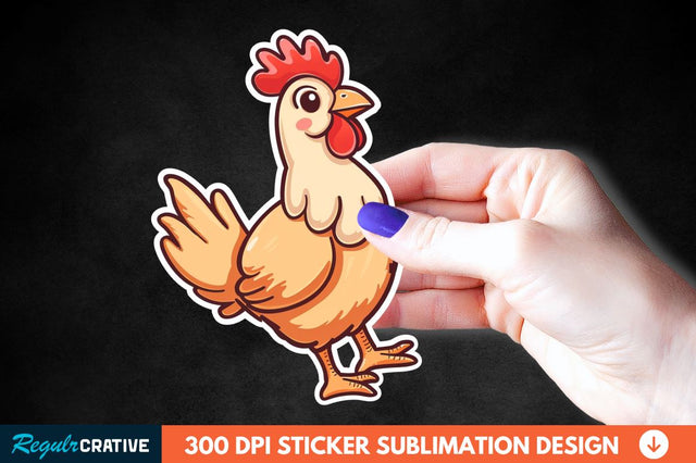 Cartoon Chicken Sticker Clipart Sublimation Regulrcrative 
